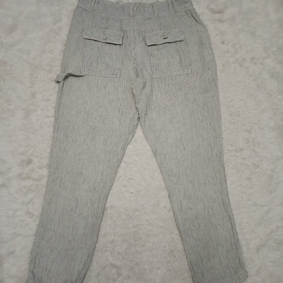 Free People Women's White and Black Stripped Linen Blend Pants Size 8 - Picture 3 of 8